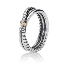 authentic 925 sterling silver ring love twin band with gold detail rings for women compatible with pandora diy jewelry hrapd654 - Wedding Rings Online authentic 925 sterling silver ring love twin band with gold detail rings for women compatible with pandora diy jewelry hrapd654 - Wedding Rings Online
