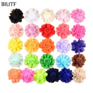 26 colores 8 cm niña hermosas flores para el cabello para el arco 100 unids / lote gasa flor artificial sin clip accesorios de bricolaje TH25 X0722