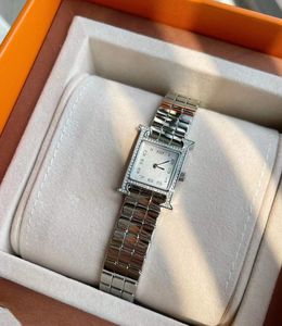 26mm 21mm femmes montre à Quartz carrée dames blanc nacre montre-bracelet en acier inoxydable cz diamant cadran numérique horloge