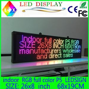 26x8 pouces P5 Indoor Colore Couleur LED Affichage Texte de défilement rouge Vert Bleu Blanc Blanc Jaune et Bleu Orange LED Panneau d'affichage