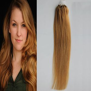 # 27 Strawberry B londe Straight Loop Micro Ring Hair 1g / strand 50s / pack 50g 7a cabello virgen brasileño rubio miel 4b 4c