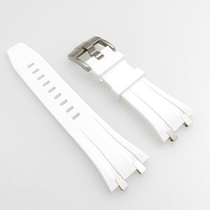 Bracelet en caoutchouc blanc 27mm 20mm sangle à boucle Tang liens de connecteur en acier adaptés pour AP 39mm 41mm montre-bracelet Royal Oak