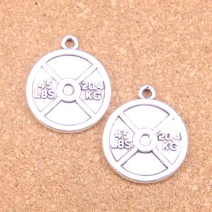 27 uds, dijes de peso de disco de barra chapados en bronce y plata antigua, colgante DIY, collar, pulsera, brazalete, hallazgos 24*28mm