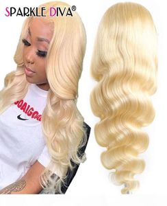 Perruque Lace Front Wig Remy brésilienne naturelle, cheveux humains, Body Wave, 28 pouces, blond 131, blond 613, pre-plucked, 9996087