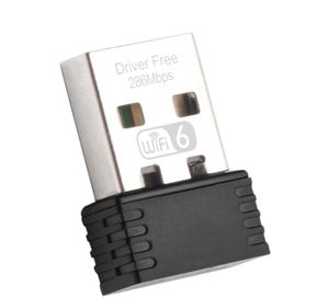 Adaptateur Wifi 6 Mini USB 286 ghz, Dongle sans fil 2.4 Mbps, pilote gratuit, récepteur de carte réseau LAN pour ordinateur PC de bureau