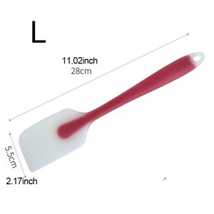 Outils de cuisson de gâteaux de 28 cm Grattoir à crème en silicone Mélangeur de farine intégré translucide Spatule à beurre de couleur Couteau en silicone Grattoirs à confiture Ustensiles de cuisson résistants à la chaleur ZL1108e