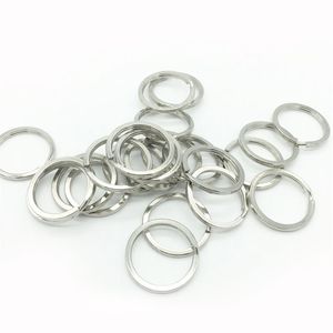 Porte-clés rond en métal plaqué or blanc 18 carats, anneaux fendus, accessoires de bricolage, porte-clés pour porte-clés, prix de gros, 28MM