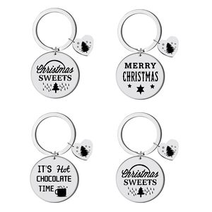 28MM en acier inoxydable porte-clés pendentif porte-clés de Noël porte-clés cadeau de Noël pour la famille