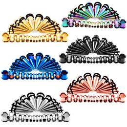 28 uds, cónico de oreja acrílico con tapón, Kit de estiramiento, túnel de carne, medidores de oreja, expansor, Piercing para el cuerpo, joyería, 6 colores G86L