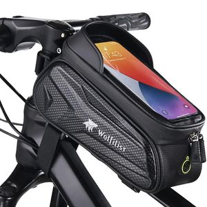 Sac de vélo étanche de grande capacité 2L, support de téléphone avec pare-soleil, housse de pluie, écran tactile sensible en TPU, adapté aux téléphones de moins de 7 pouces