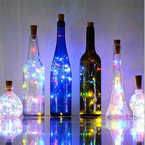 2M 20 LEDS Cadena de luces para botellas de vino con corcho Batería incorporada Forma de LED Alambre de cobre plateado Hada colorida Mini