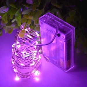 Guirnalda de luces con batería de 2M, 20LED, 3AA, cables de cobre plateados para bodas, decoración de árboles de Navidad, arreglos florales