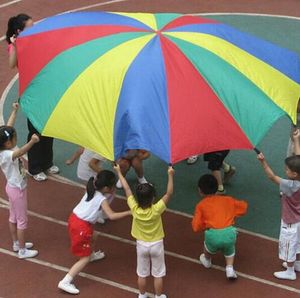 2 M 78 pouces enfant sport développement en plein air arc-en-ciel parapluie Parachute jouet saut-sac Ballute jouer Parachute Promotion chaude