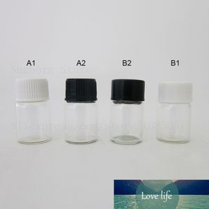 Mini botella de aceite esencial de vidrio Vacío claro de 2ML, tapón de rosca transparente de 2CC, viales de muestra, botellas cosméticas pequeñas, 100 Uds.