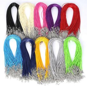 2MM 45CM Colorful Snake Wax Leather necklaces Cord String Rope Wire Extender Chain Fashion DIY jewelry Findings Wholesale