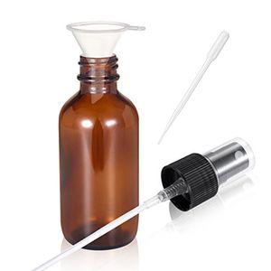 Atomiseur de pulvérisation vide de 2 oz pour flacon de pulvérisation cosmétique d'aromathérapie, y compris les mini-pipettes de transfert en entonnoir en plastique de 3 ml