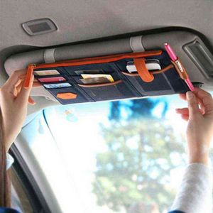 2pc Car Styling Visor Organizer Auto Sun Visor Almacenamiento Pouch Organizador de automóviles Gafas de sol Titular Tarjeta Organizador Ticket Pocket Pender Soporte Y220414