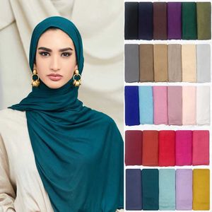 2PC Diademas Modal Algodón Jersey Hijab Bufanda Color sólido Suave Elástico Mujeres Pañuelo Moda musulmana Islámica Headwrap Turbante Bufanda larga Shl Y23