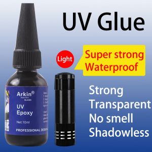 2pc Glue UV UV Ultraviolet Light Epoxi Adhesivo Super Strong Jewelry Pantalla de vidrio Vidry Glass Crystal Rhinestone Craft Bond 502