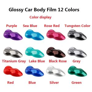 2pcs 50 * 150 cm Film de carrosserie brillant Beaucoup de gris bleu rouge violet Cover Couvrir PVC