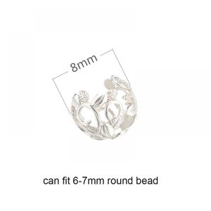 2pcs 925 Silver Silver Round Crimp Caps Coupons de nœuds Couvertures de bijoux Constructions Accessoires pour Braceletnecklace Bijoux Maison de bijoux