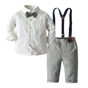 2 pièces bébé vêtements ensembles enfants vêtements automne garçons ensembles garçon à manches longues Gentleman costumes chemises blanches + bretelles pantalons