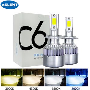 2PCS C6 led Car Headlight H7 LED H4 Bulb H8 H1 H3 H11 HB3 9005 HB4 9006 9007 8000lm Auto Lamps Fog Lights 12V 3000K 6500K 8000K