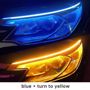 2 pièces voiture LED bande de lumière de nuit DRL feux de jour Flexible Auto phare Surface lampe décorative coulant clignotant style