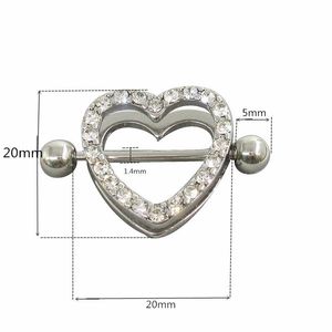 Coeur Gem Dangle mamelon anneaux chaîne mamelon anneau bijoux de corps mamelon bouclier anneaux bijoux Helix Piercing Barbell