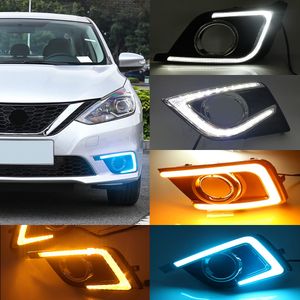 2pcs LED Daytime Running Light pour Nissan Sentra Sylphy 2016 2017 2018 2019 Yellow Turn Signal Light Bumper DRL