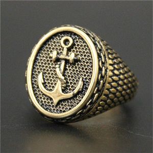 2pcs Lot le plus récent Design Golden Anchor Cool Ring 316l En acier inoxydable Style Mens vendant un groupe de groupe Punk Style Ring310h