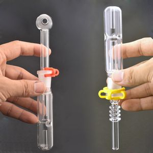 2 uds mini burbujeador de vidrio pipas de agua para fumar con filtro perc Dab Straw Oil Rigs con tubo de quemador de aceite de vidrio macho de 14 mm y clip más barato