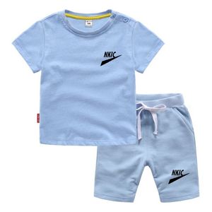 2 uds., nuevos conjuntos de ropa para niños, conjuntos de ropa deportiva para bebés con estampado de marca de verano, conjuntos de ropa para niños, conjunto de camisetas y pantalones cortos para niñas pequeñas