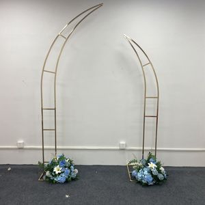 2pcs un ensemble arc de mariage carré toile de fond ballon support fond métal brillant placage à l'or extérieur fleur artificielle porte étagère cadre
