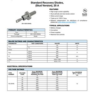 2PCS ORIGINAL 25HF10 25HF20 25HF40 25HF60 25HF80 25HF100 25HF120 25HF140 25HF160 Modules de diode thyristor Scr