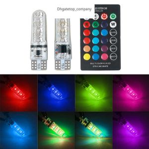 Ampoule LED RGB T10 5050 W5W pour voiture, 2 pièces, lampe stroboscopique avec télécommande, pour atmosphère de stationnement, plusieurs couleurs au choix