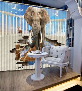 2 Unids / set elefante cortina de la ventana para las cortinas opacas del dormitorio sala