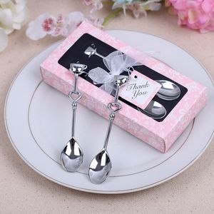 Regalos de fiesta de bodas 2 piezas/set en forma de corazón en forma de corazón té de café medición de la cuchara decoración de bodas amante de regalo cena de acero inoxidable conjuntos de capas