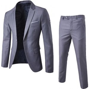 2 piezas trajes de color sólido para hombres de manga larga con cuello de solapa chaqueta pantalones traje para hombres trajes de negocios de boda conjunto trajes homme 220527