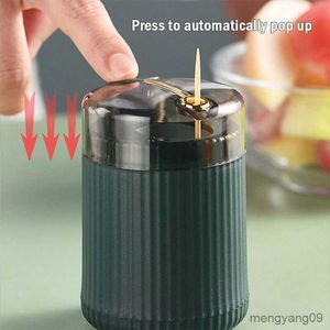2pcs Toothpick Holders Pop-up Automatic Toothpick Dispenser Creative press-on self-ejecting toothpick Household Toothpick Holder R230802