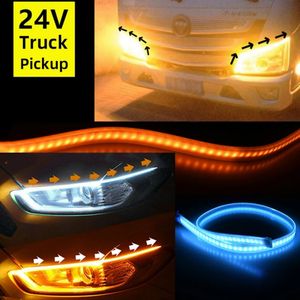 2 pièces Ultra mince bande LED lumineuse DC 24V DRL lampe jour temps en cours d'exécution lampe de conduite pour Auto voiture côté lumière antibrouillard étanche