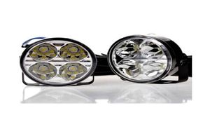2pcs Universal 4 LED Round Drl Daytime Lights Car Fog Light Driving lampe blanche étanche de haute qualité 8291176