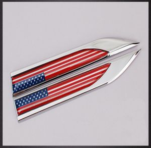 2pcs EE. UU. Para la bandera estadounidense Motors Blade Decal Logotipo 3D Emblemas de logotipo Insignia Pegatistas de metal1472658