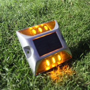 Lampe d'allée à énergie solaire 2W 6 LED, contrôle de la lumière, bonne capacité portante, étanche IP68, lampe d'avertissement de route pour stationnement sur autoroute, avenue de rue