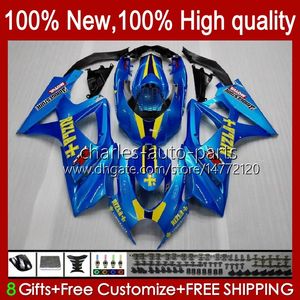 Carenados de motocicleta para SUZUKI GSX R1000 GSXR 1000 1000CC 2007-2008 48No.7 GSX-R1000 GSXR1000 K7 07 08 GSXR-1000 GSXR1000CC 2007 2008 Kit de carenado OEM azul de fábrica