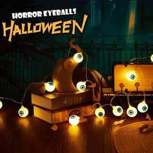 Cadena de luces LED con patrón de globo ocular para decoración Interior de Halloween, 3/1, 5 M, Festival de fantasmas, divertidas linternas de terror, caja de batería