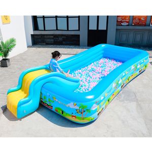 3,18 m enfants gonflables piscine extérieure avec glissement anneau de natation pompe à air électrique garçon fille bébé carré de grande taille d'été
