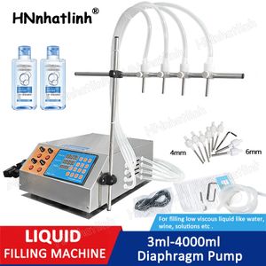 Máquinas de llenado de 3-4000 ml Máquina eléctrica digital semiautomática Máquina de llenado Bombeo de agua Bebada Equipo de embalaje de jugo con 4 cabezas