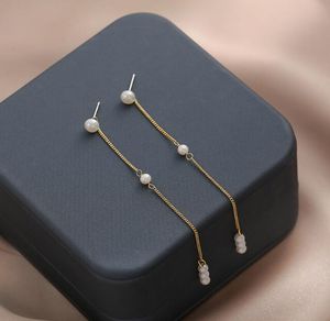 3-4mm de long 5 perles clous d'oreille balancent lustre naturel perle d'eau douce boucles d'oreilles blanc dame/fille bijoux de mode