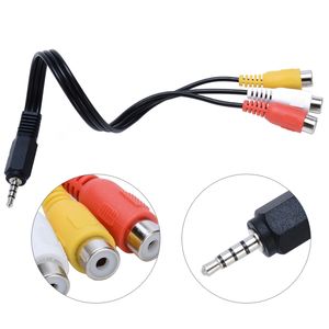 Cables de audio de 3,5 mm Jack Plug macho a hembra 3 RCA Adaptador de alta calidad AUX Video AV Cable Wire Cord 25cm